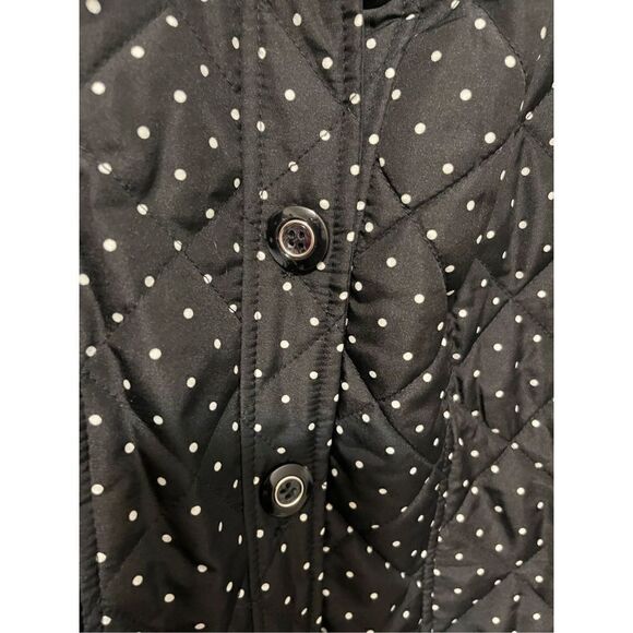 CHICO’S Black Polka-Dot Mandarin Collar Quilted Jacket - Picture 5 of 6